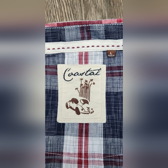 Coastal Brand Men's Button-up Longsleeve Plaid Snap Shirt Size Large - Picture 4 of 8